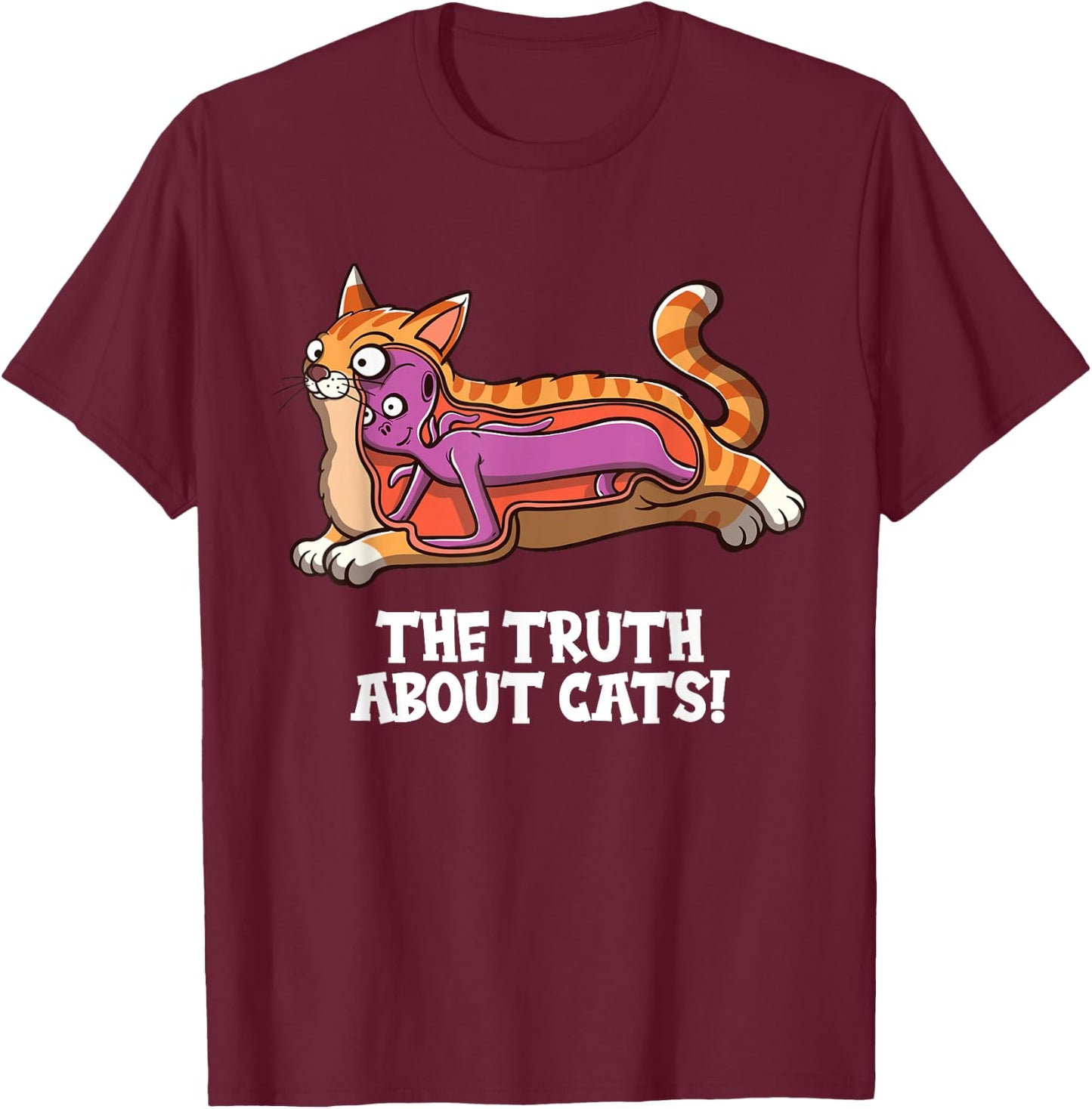 Cats Alien Funny Cat T-Shirt - T-Shirt | Maroon