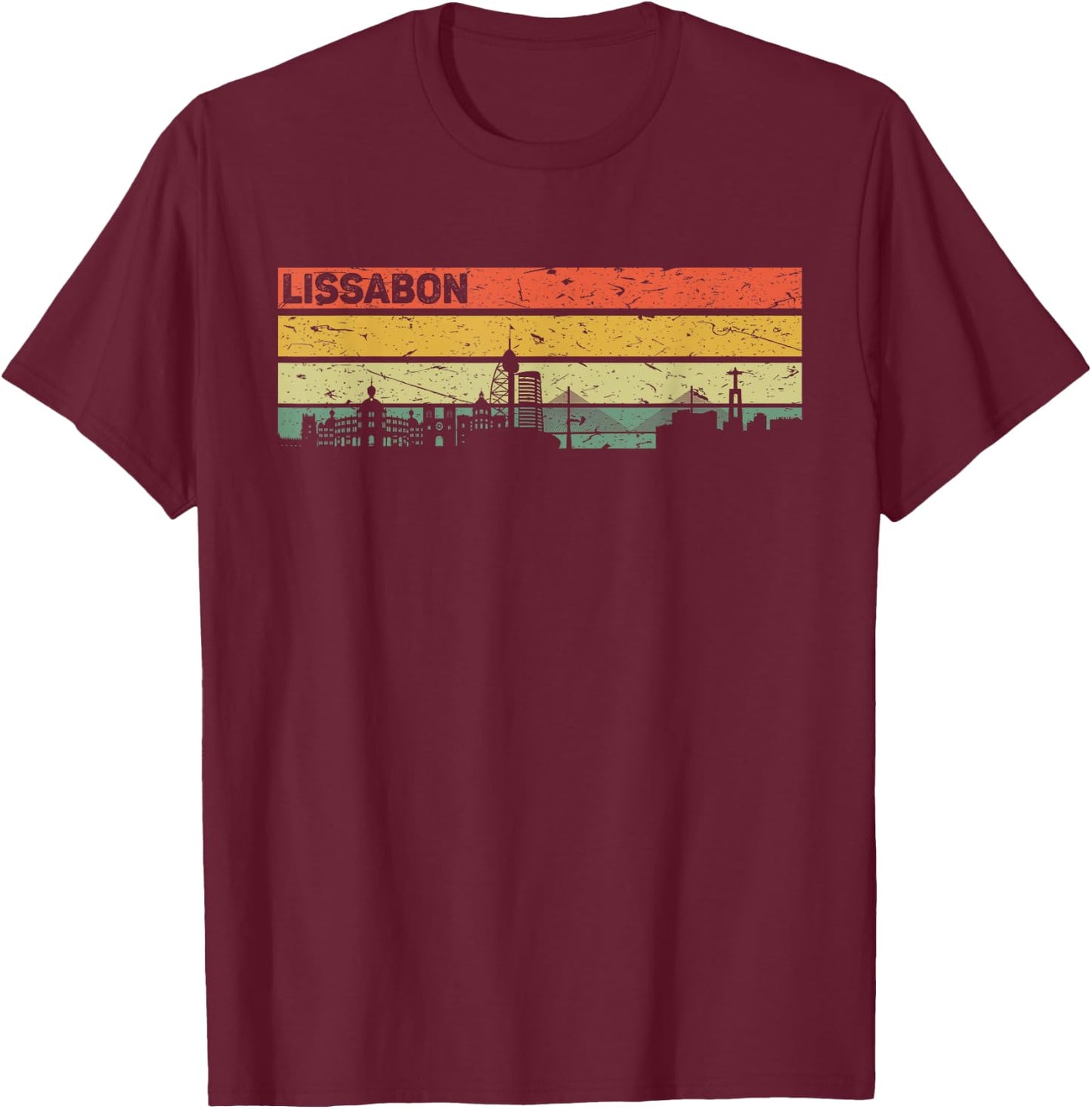 Lissabon vintage Skyline Retro Stadt Portugal T-Shirt - T-Shirt | Maroon