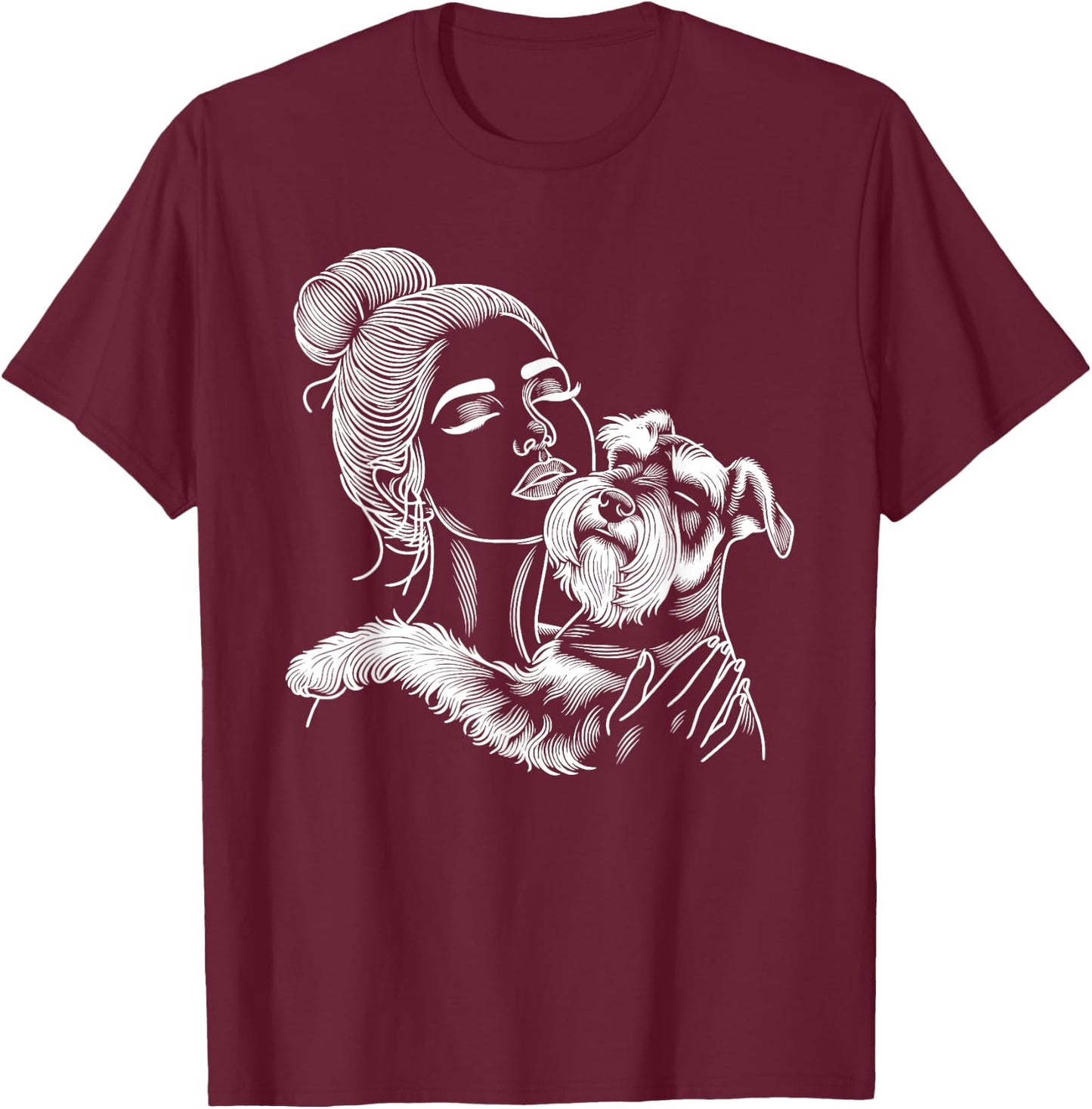 Miniature Schnauzer Mom Dog Art Mother's Day T-Shirt - T-Shirt | Maroon