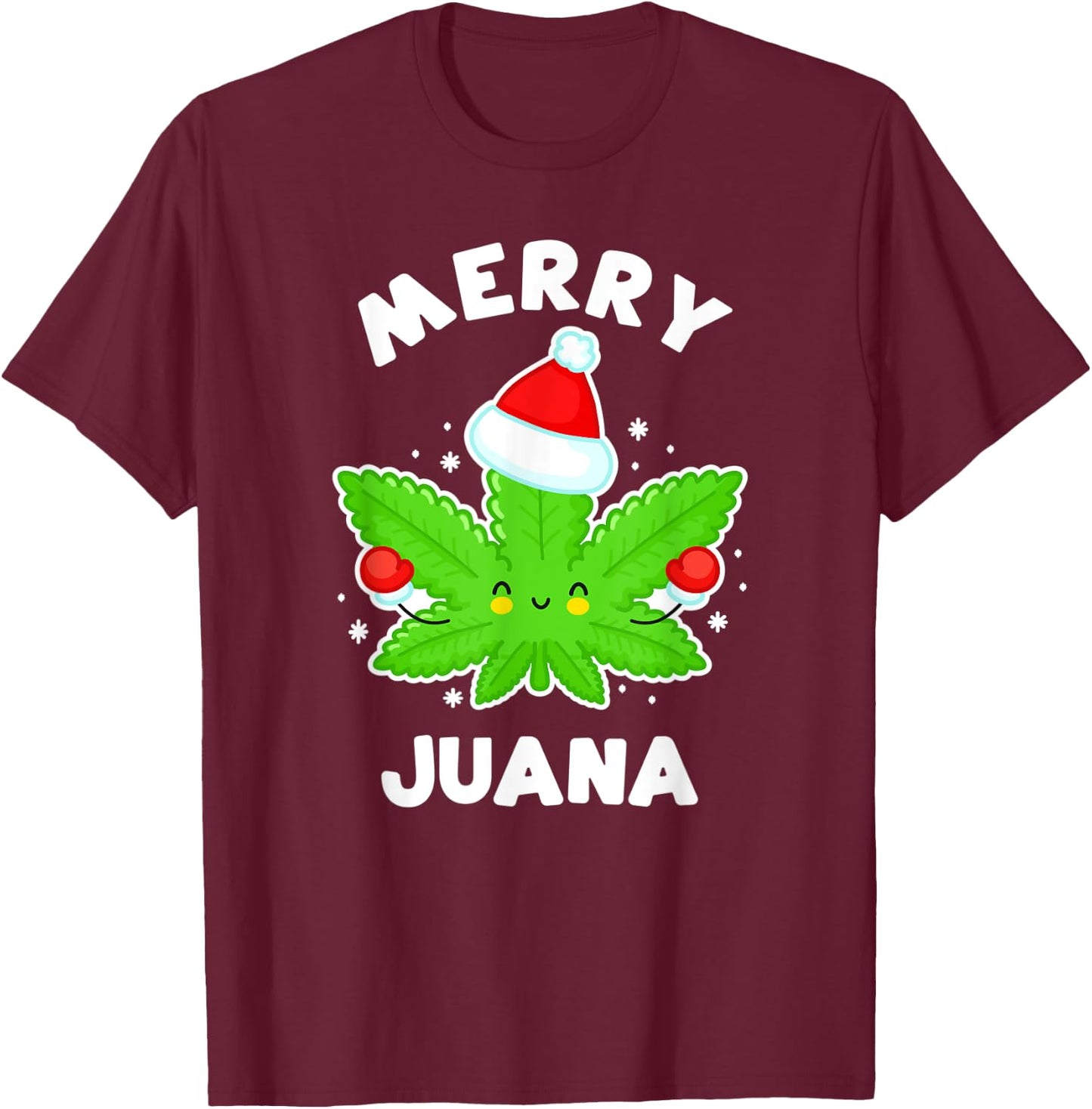 Merry Juana - Funny Christmas Weed T-Shirt - T-Shirt | Maroon