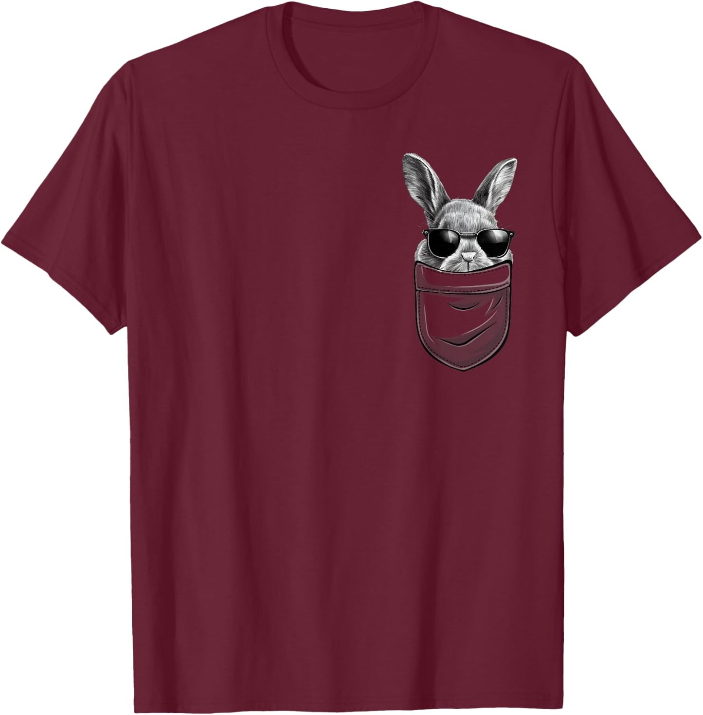 Happy Easter Bunny Pocket Shirt for Boys - Kids T-Shirt - T-Shirt | Maroon