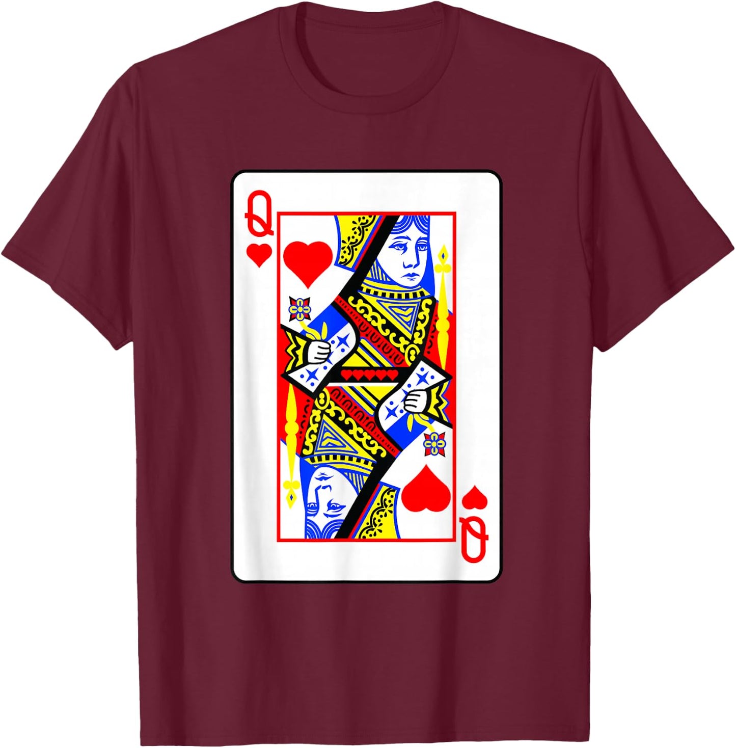 Heart Women's Poker Card Games Playing Cards Black Jack T-Shirt - T-Shirt | Maroon
