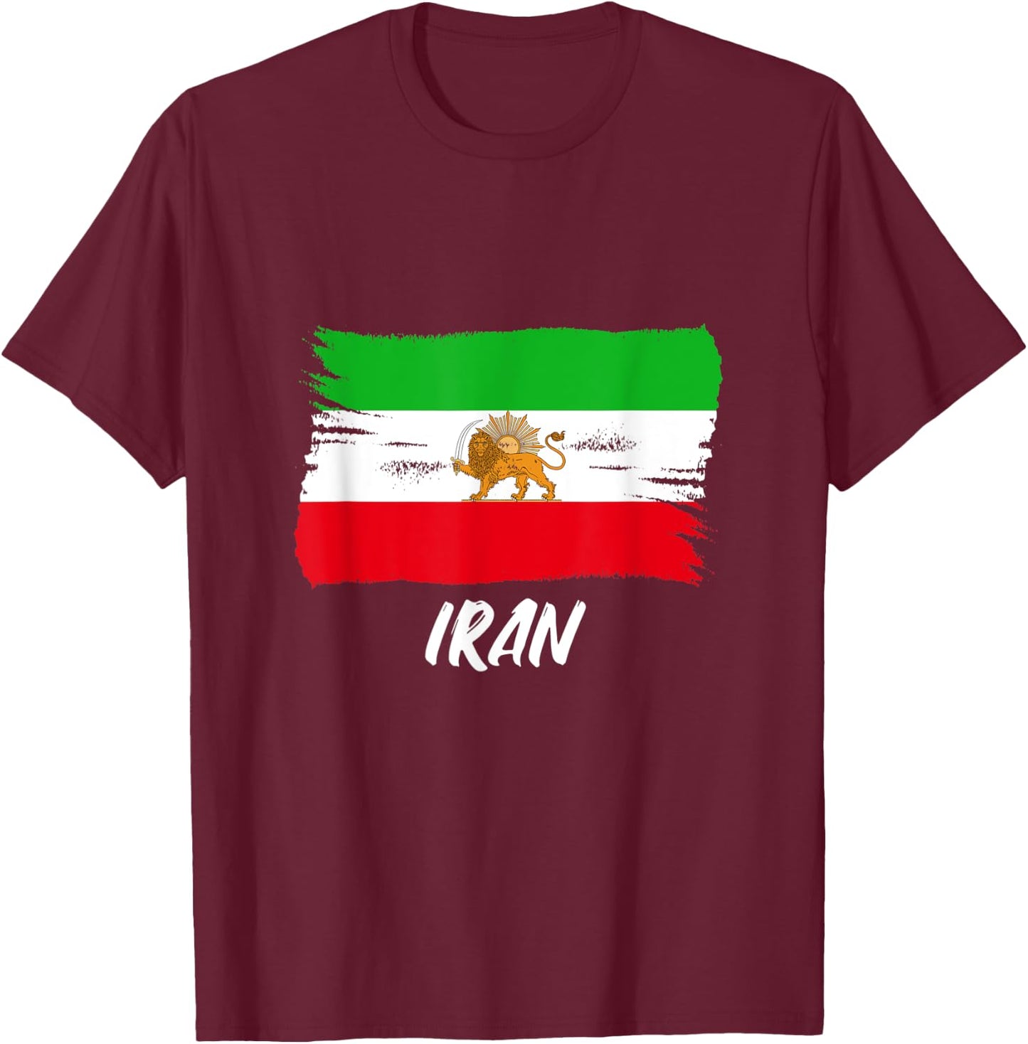 Vintage Old Iranian Lion Flag , black T-Shirt - T-Shirt | Maroon