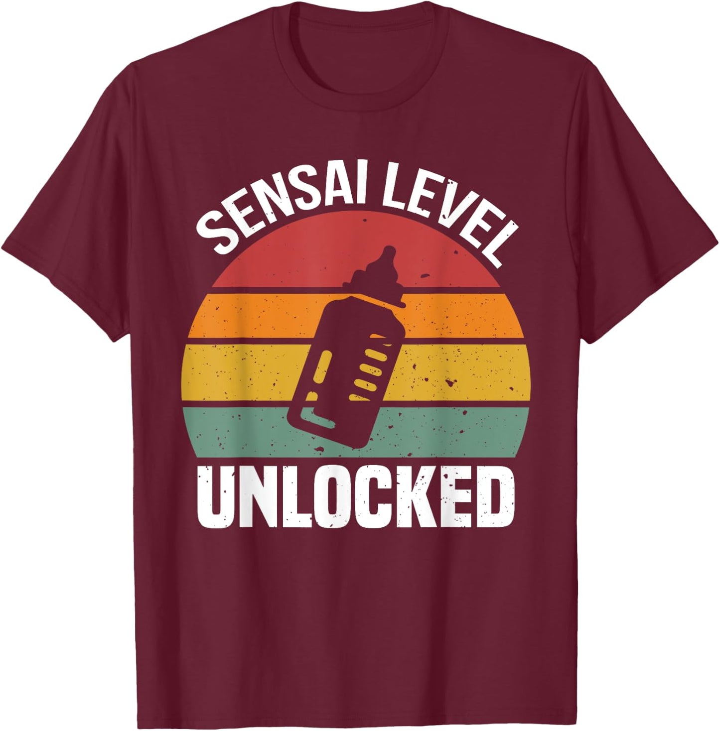 Sensai Level Unlocked Soon To Be Dad Pregnancy Announcement T-Shirt - T-Shirt | Maroon