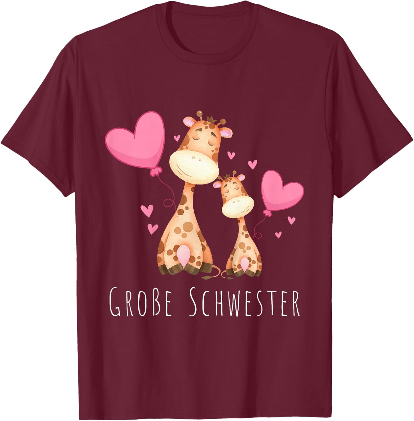 Kinder Große Schwester Giraffe T-Shirt - T-Shirt | Maroon