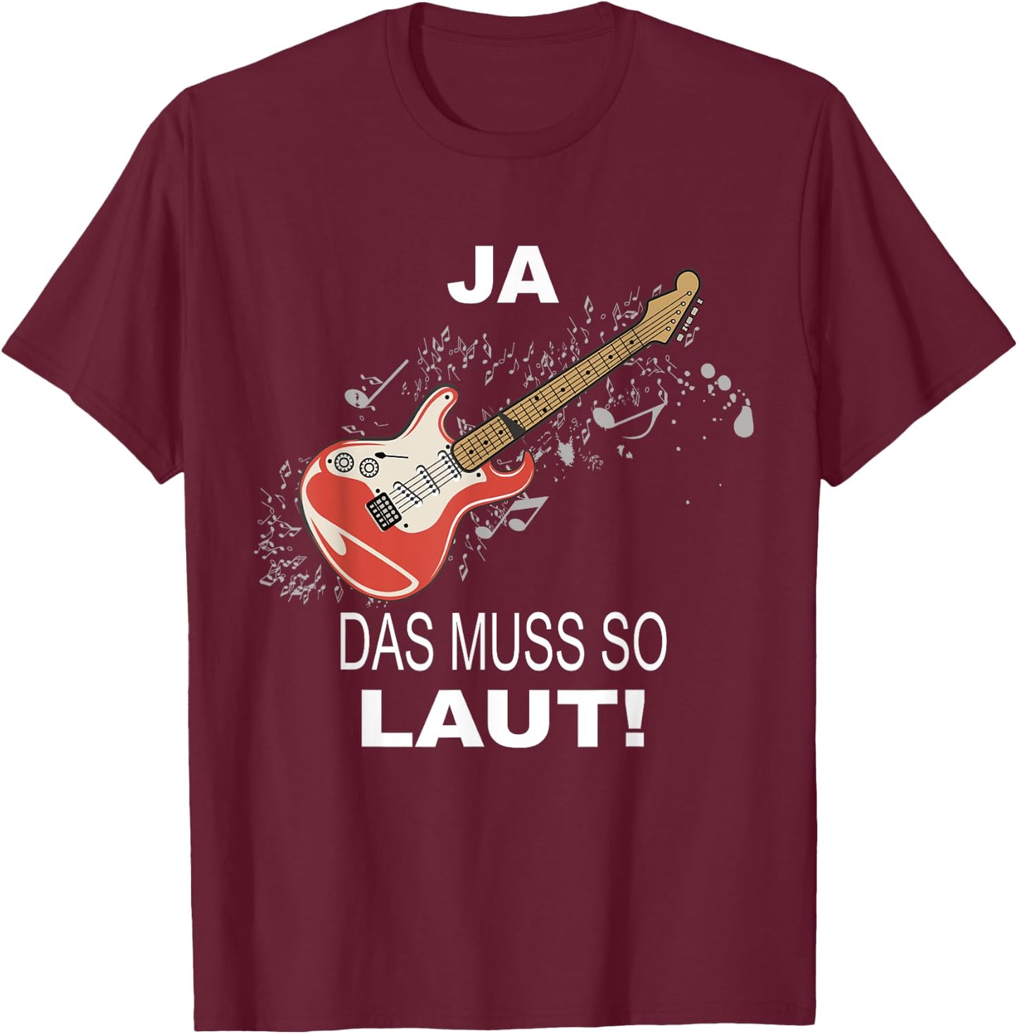 Music Note Guitar , black T-Shirt - T-Shirt | Maroon