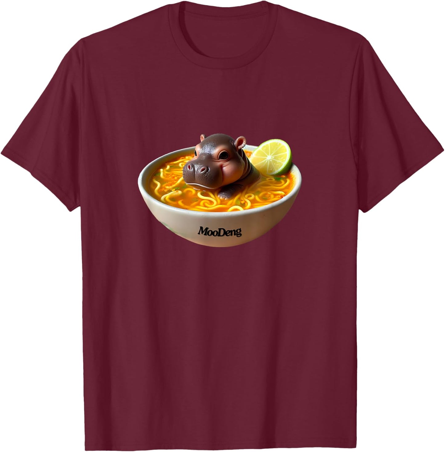 Pygmy Hippo Moodeng, Moodeng lover, Funny Moodeng T-Shirt - T-Shirt | Maroon