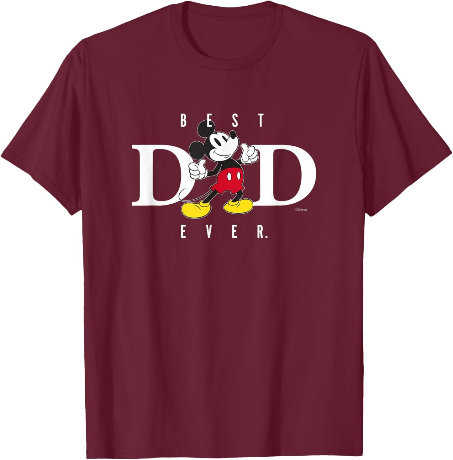 Disney Mickey Mouse Best Dad Ever Thumbs Up Father's Day , black T-Shirt - T-Shirt | Maroon