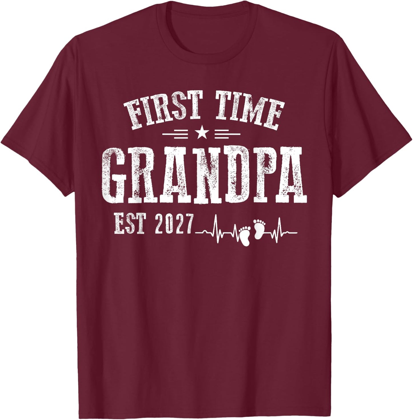 First time Grandpa 2027 for Grandfather to be T-Shirt - T-Shirt | Maroon