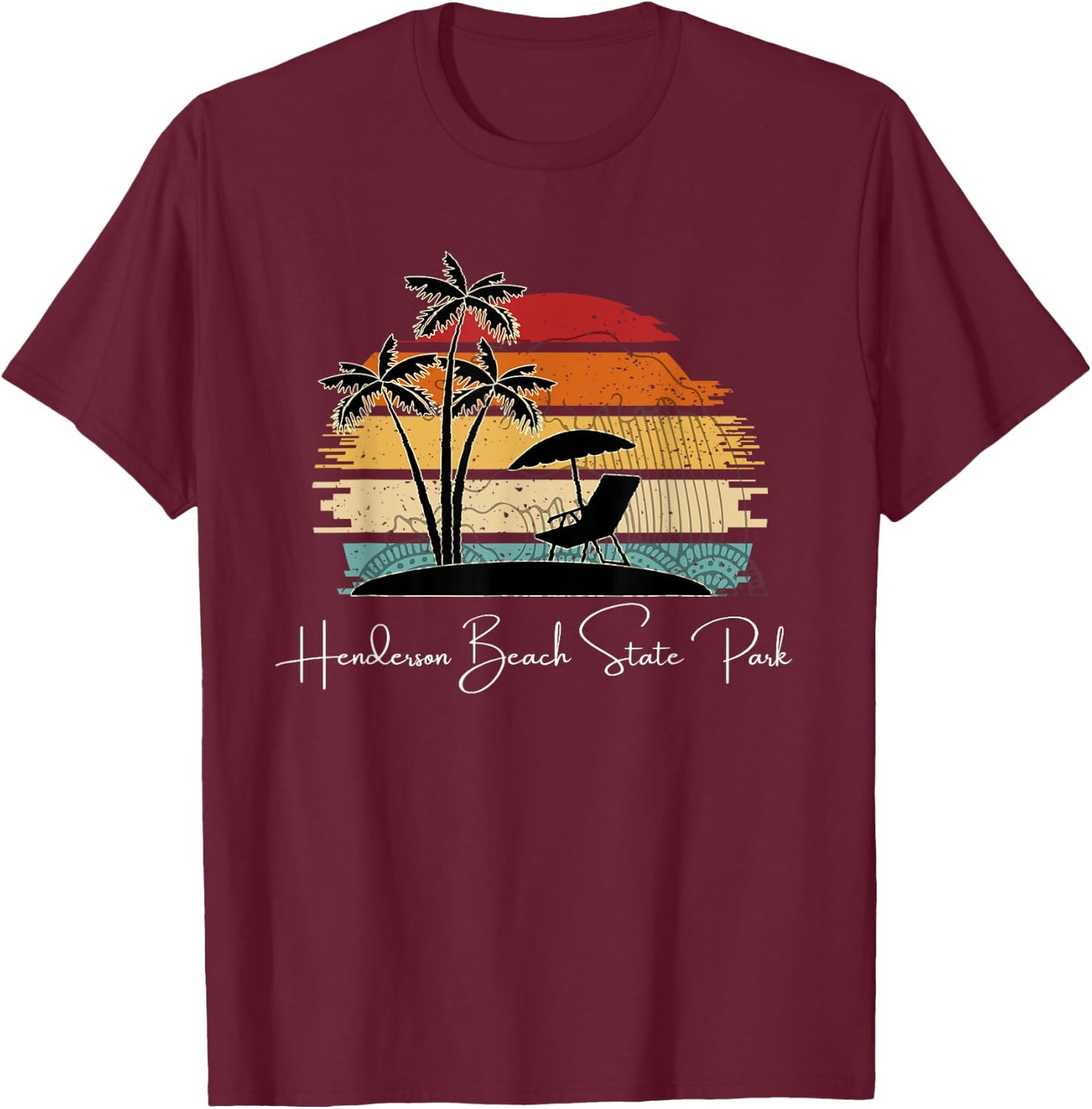 Vintage Henderson Beach State Park Palm Trees Spring Summer Women Kids T-Shirt - T-Shirt | Maroon