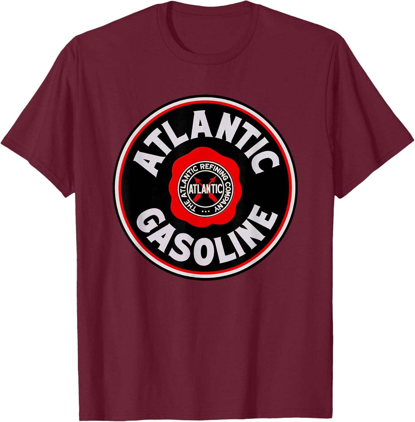 Retro Vintage Gas Station Atlantic Gasoline Motor Oil Car T-Shirt - T-Shirt | Maroon
