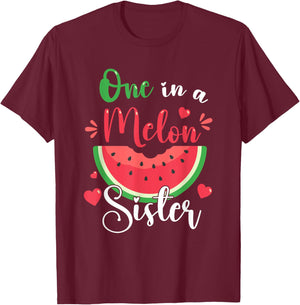 One In A Melon Sister Summer Birthday Party Matching Family T-Shirt - T-Shirt | Maroon