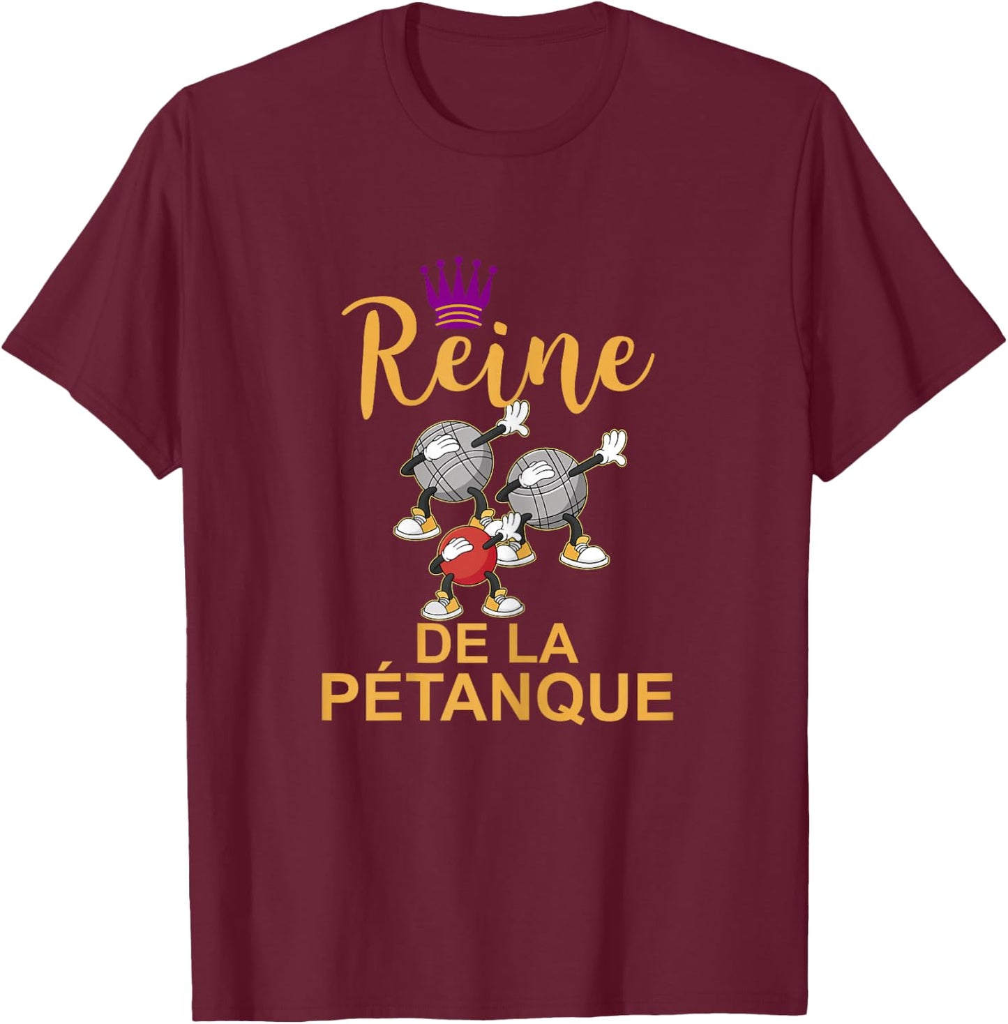 Women's Queen of Petanque Petanque Women's , Black, S T-Shirt - T-Shirt | Maroon