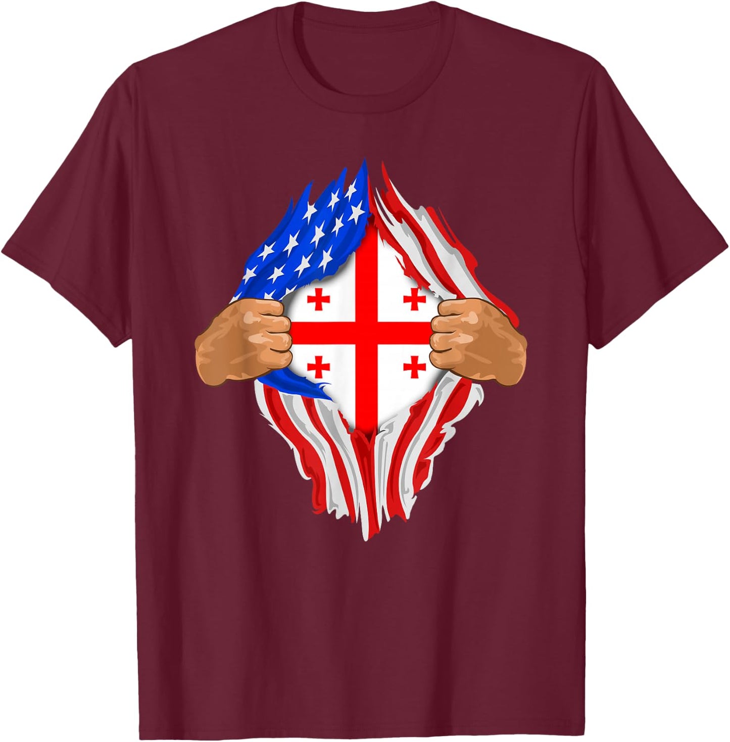Georgian Blood Inside Me | Georgia Flag Gift T-Shirt - T-Shirt | Maroon