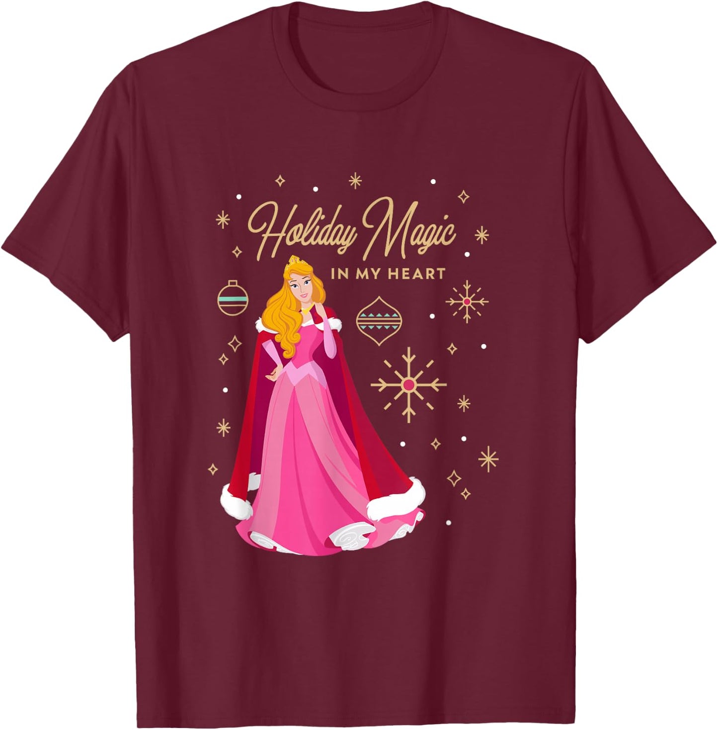 Disney Princess Aurora Holiday Magic in My Heart T-Shirt - T-Shirt | Maroon