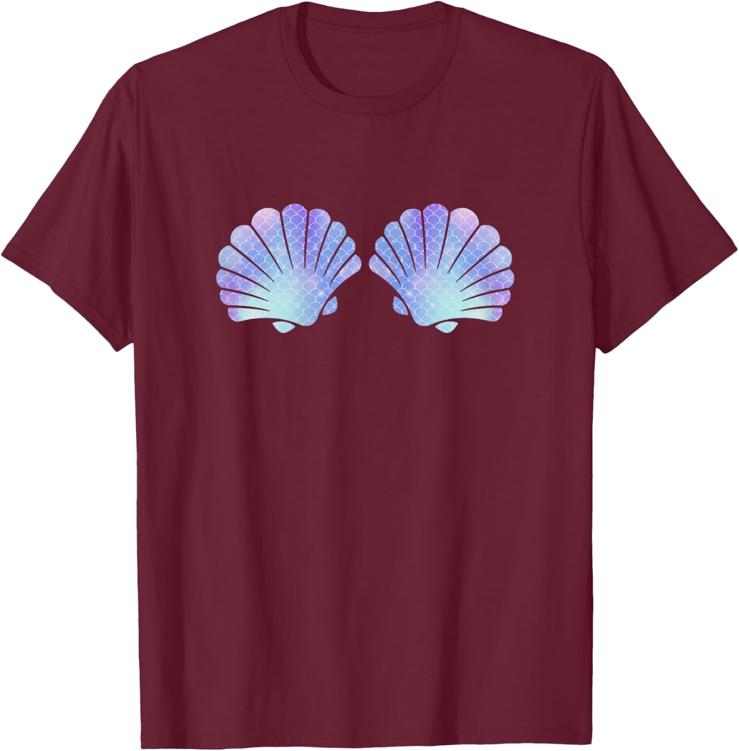 Meerjungfrau Kostüm Damen Karneval Meer Muschel , black T-Shirt - T-Shirt | Maroon
