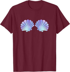 Meerjungfrau Kostüm Damen Karneval Meer Muschel , black T-Shirt - T-Shirt | Maroon