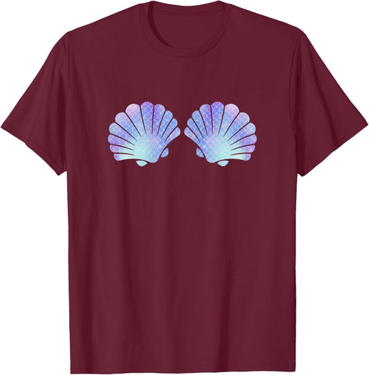 Meerjungfrau Kostüm Damen Karneval Meer Muschel , black T-Shirt - T-Shirt | Maroon