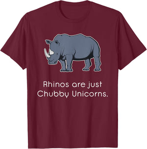 Rhinos Are Just Chubby Unicorns Funny T-Shirt - T-Shirt | Maroon