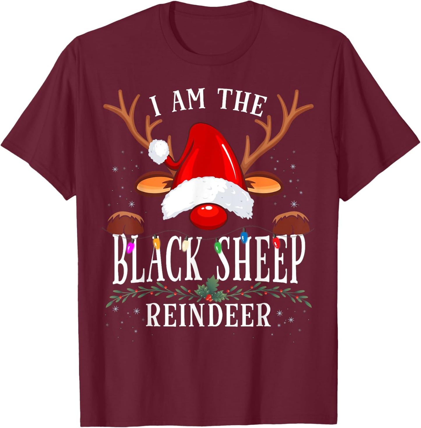 I Am The Black Sheep Reindeer Christmas Family T-Shirt - T-Shirt | Maroon