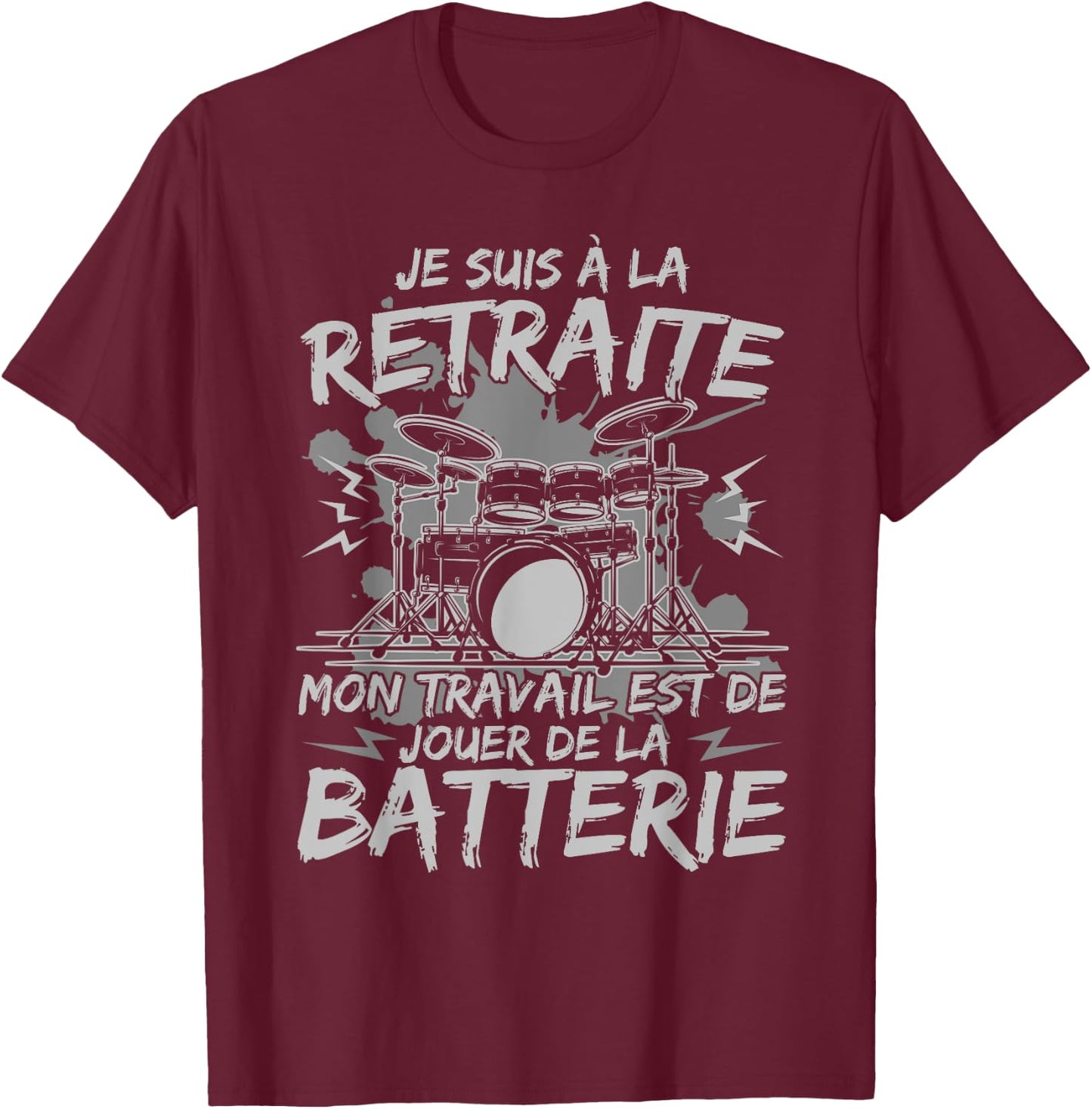 Drummer Drummer My Job Is Playing Drum , Black, S T-Shirt - T-Shirt | Maroon