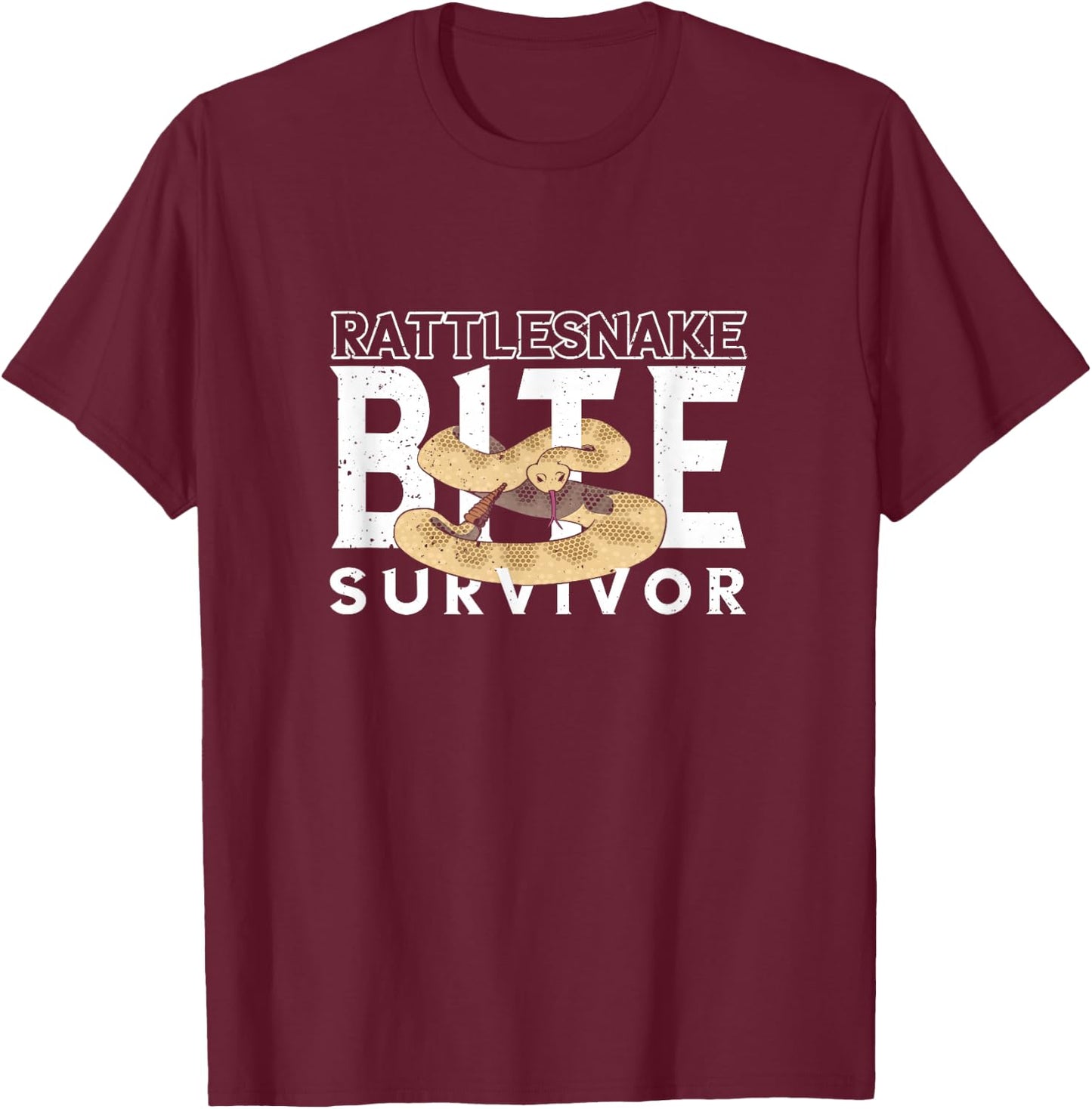 Rattlesnake Bite Survivor Snake Reptile Lovers Snake Lovers T-Shirt - T-Shirt | Maroon