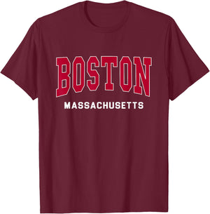 Boston - Massachusetts - Throwback Design - Classic T-Shirt - T-Shirt | Maroon