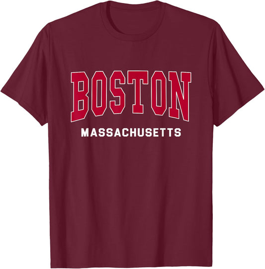 Boston - Massachusetts - Throwback Design - Classic T-Shirt - T-Shirt | Maroon