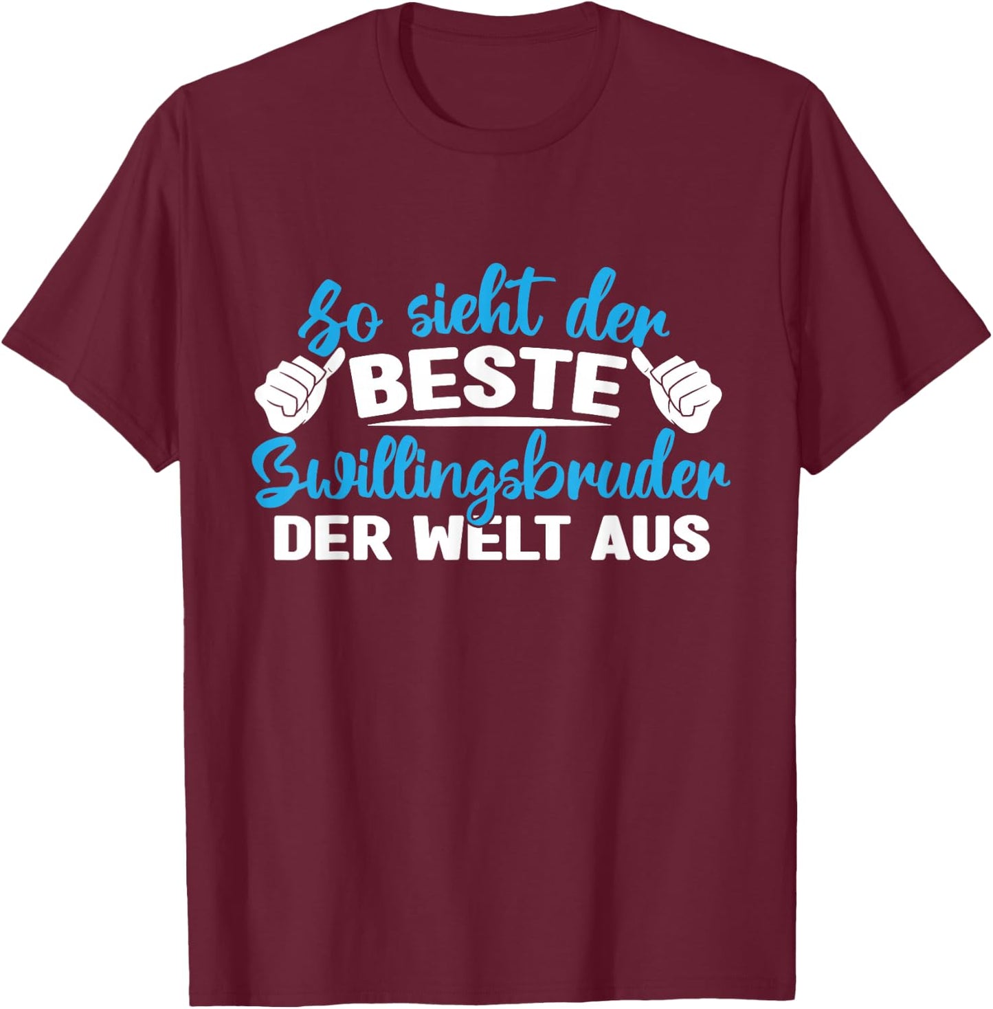 with German Text "Bester Zwillingsbruder Zwillinen", black T-Shirt - T-Shirt | Maroon