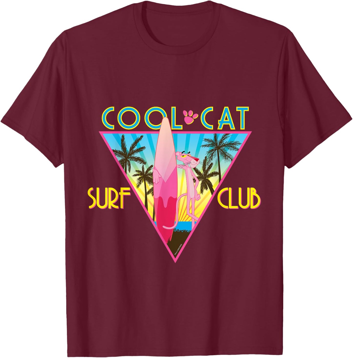 Pink Panther Cool Cat Surf Club Tropical Summer Vacation Men Women T-Shirt - T-Shirt | Maroon