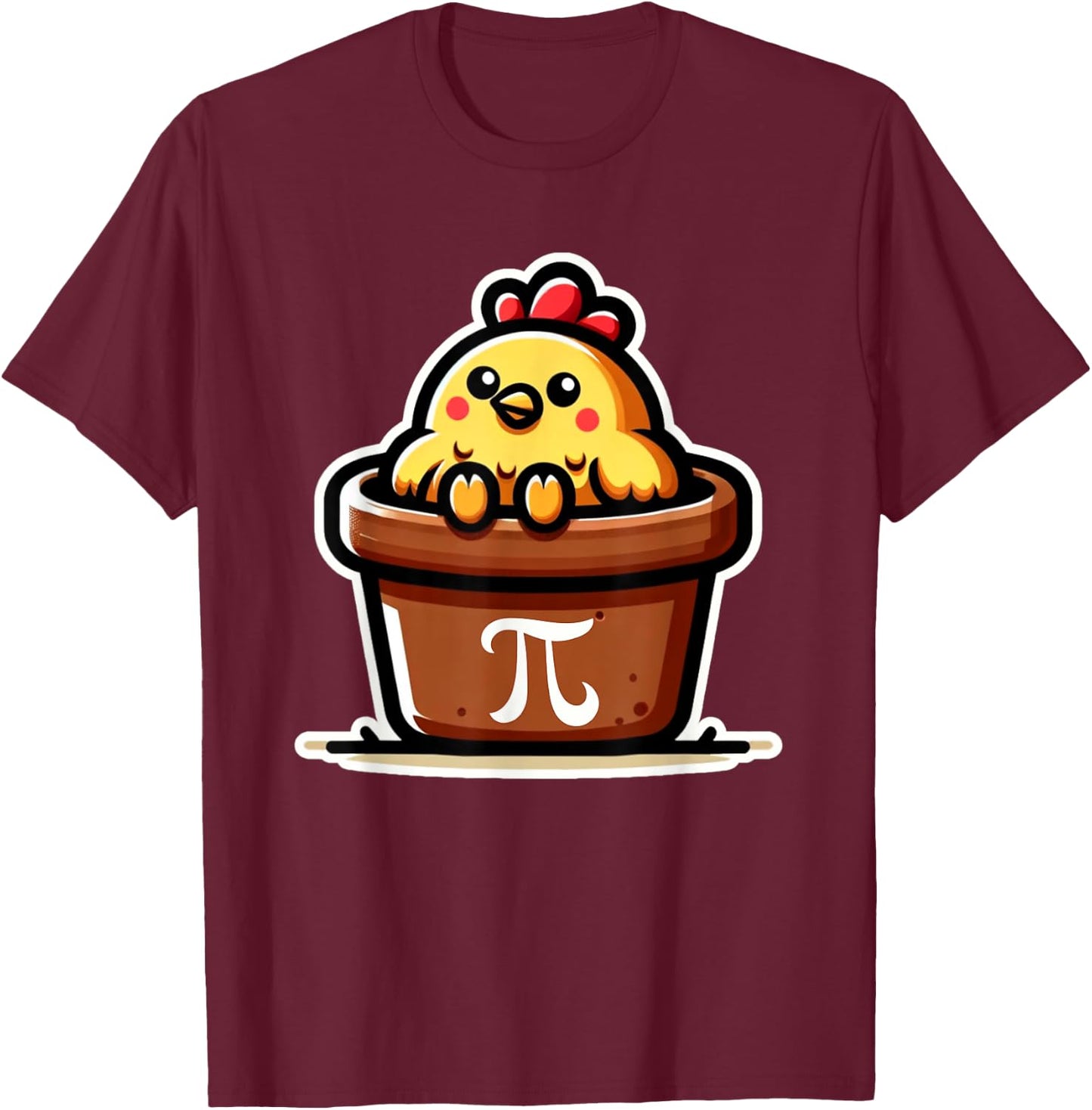 Funny Math Pun Chicken Pot Pi Cute Mathematics Humor T-Shirt - T-Shirt | Maroon