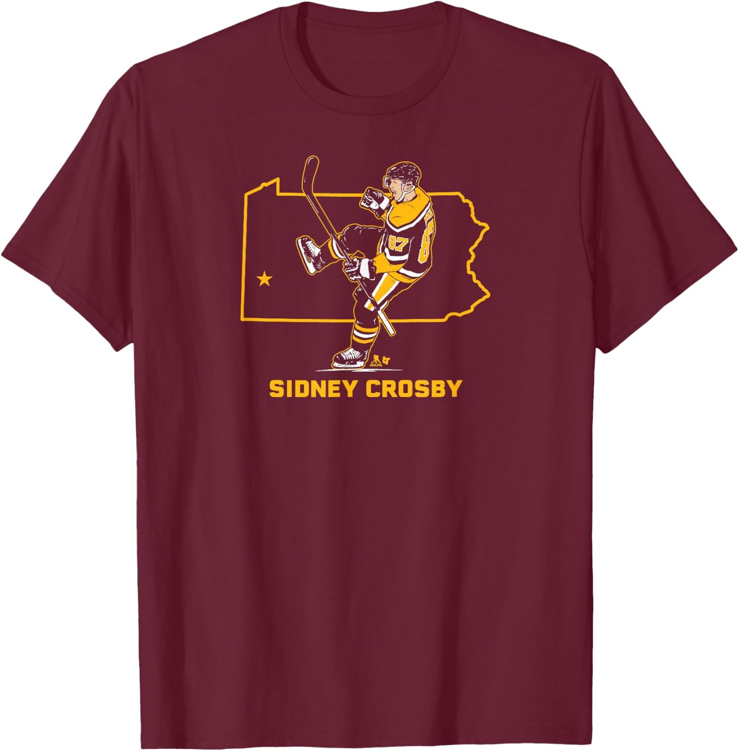 Sidney Crosby: State Star - Pittsburgh Hockey T-Shirt - T-Shirt | Maroon