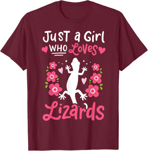 Lizard Just A Girl Who Loves Lizards Gift T-Shirt - T-Shirt | Maroon