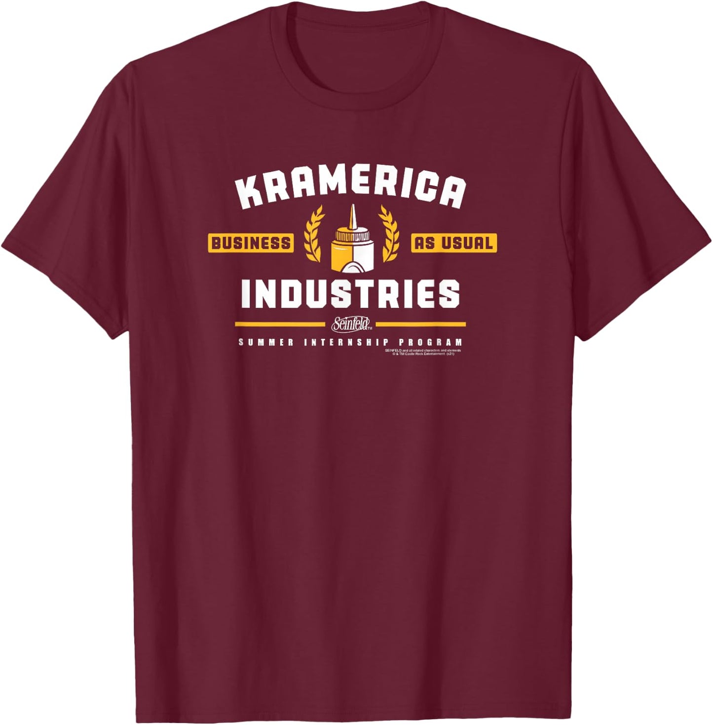 Seinfeld Kramerica Industries Business as Usual 90's TV Show T-Shirt - T-Shirt | Maroon