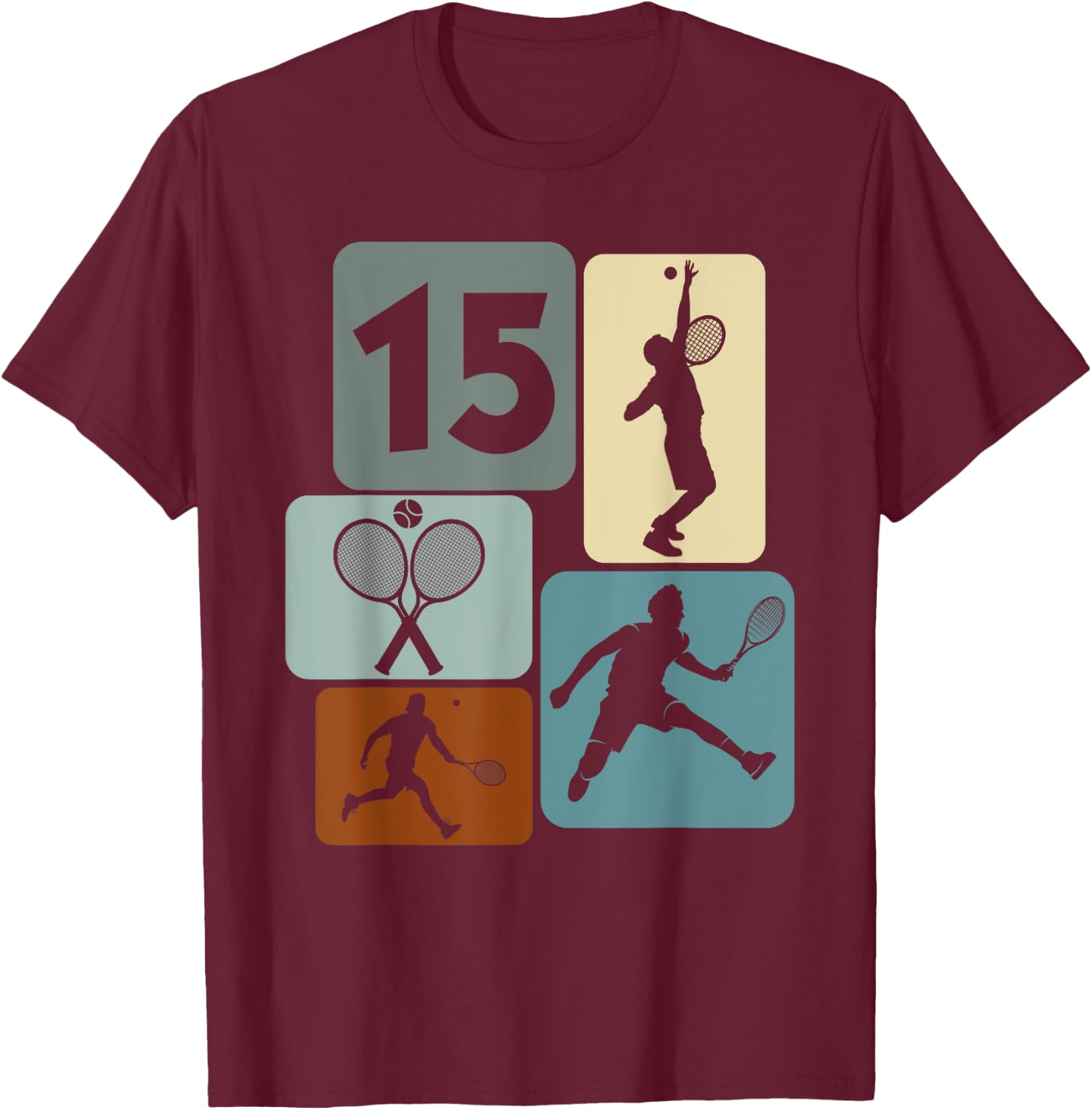 15e anniversaire Joueur de tennis 15 ans Tennis garçons T-Shirt - T-Shirt | Maroon