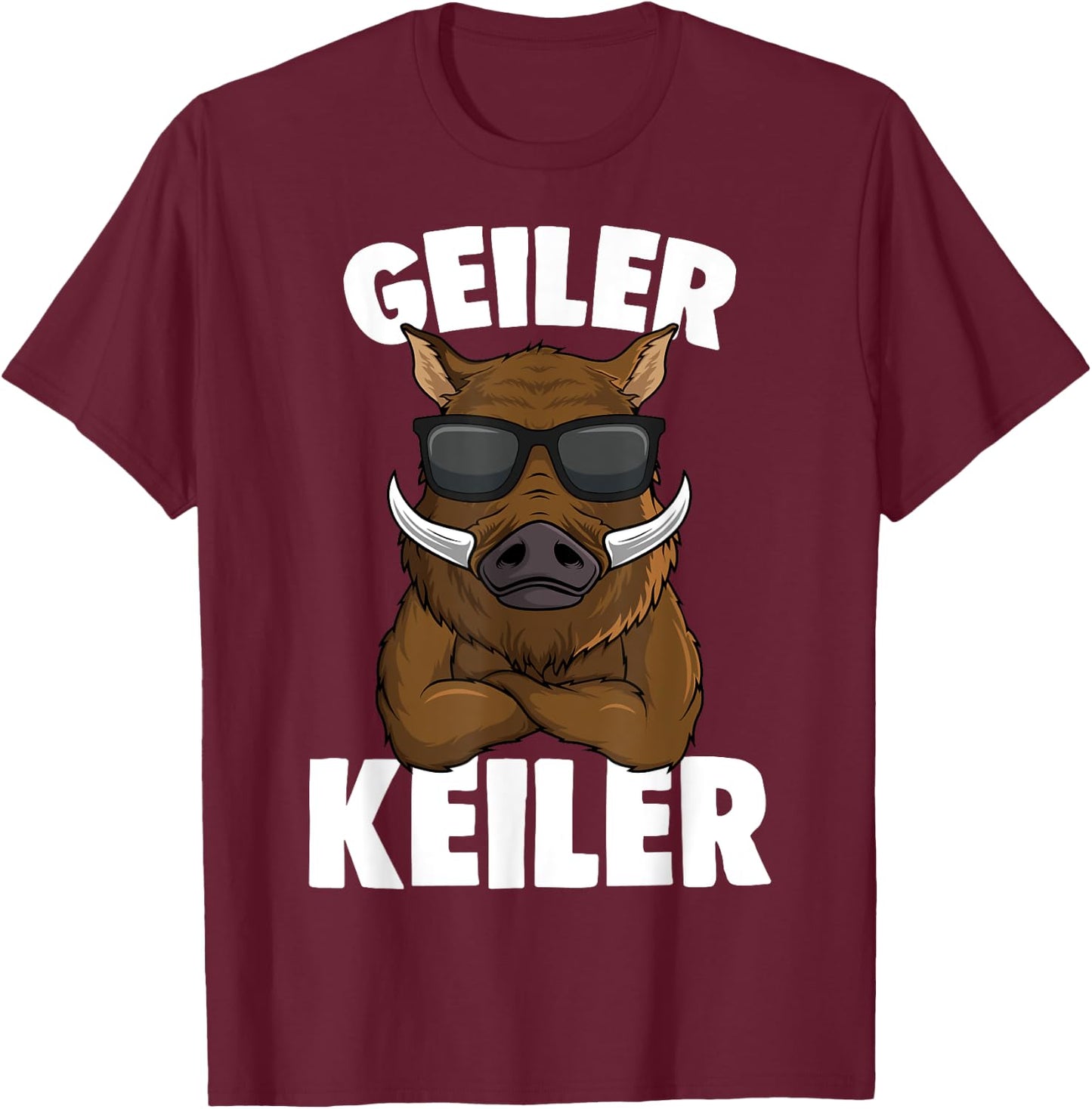 Men's Wild Boar Hunter , black T-Shirt - T-Shirt | Maroon