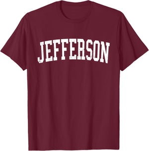 Vintage Jefferson LA Distressed White Varsity Style T-Shirt - T-Shirt | Maroon