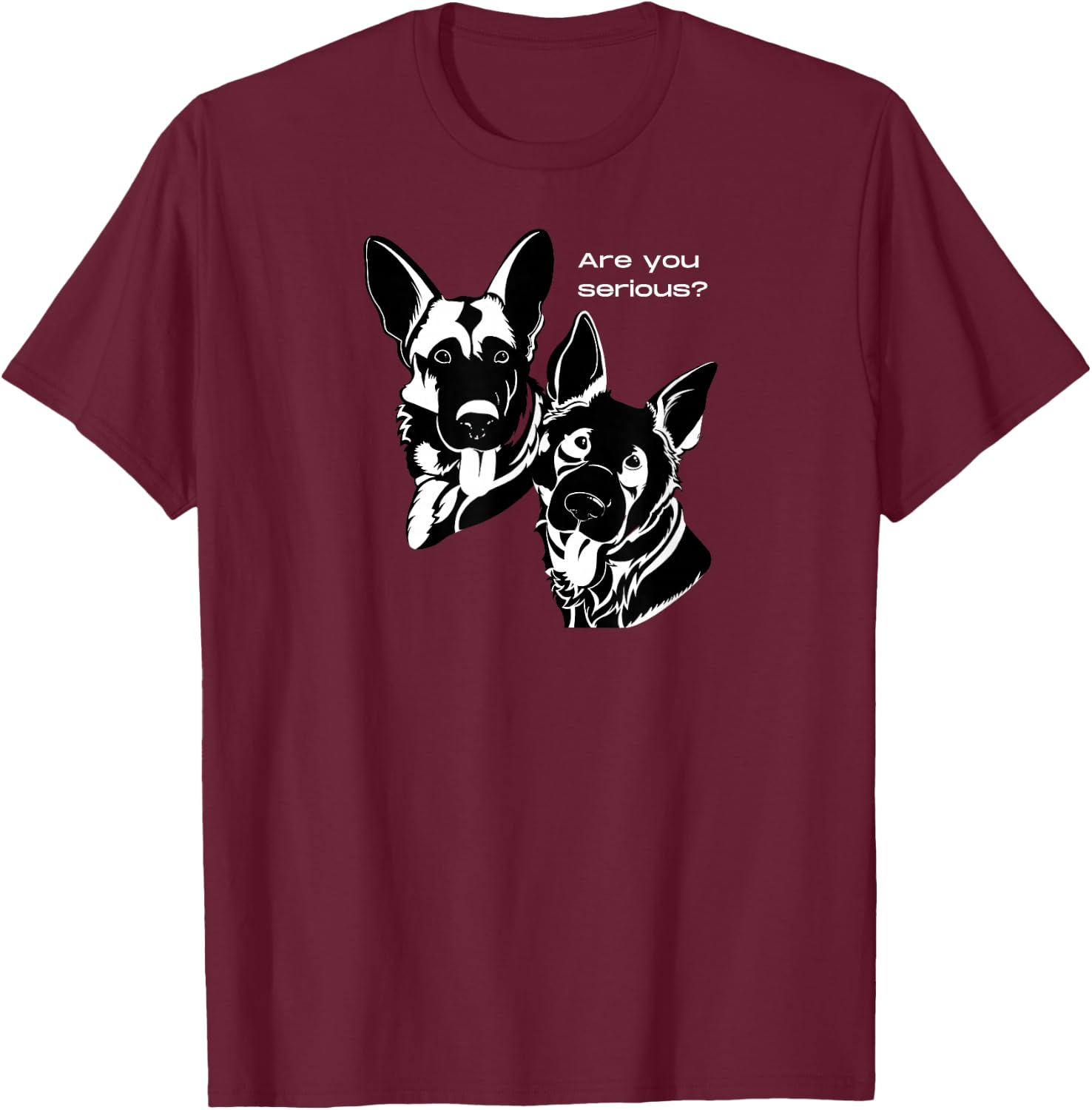 German Shepherd Head Tilt T-Shirt - T-Shirt | Maroon