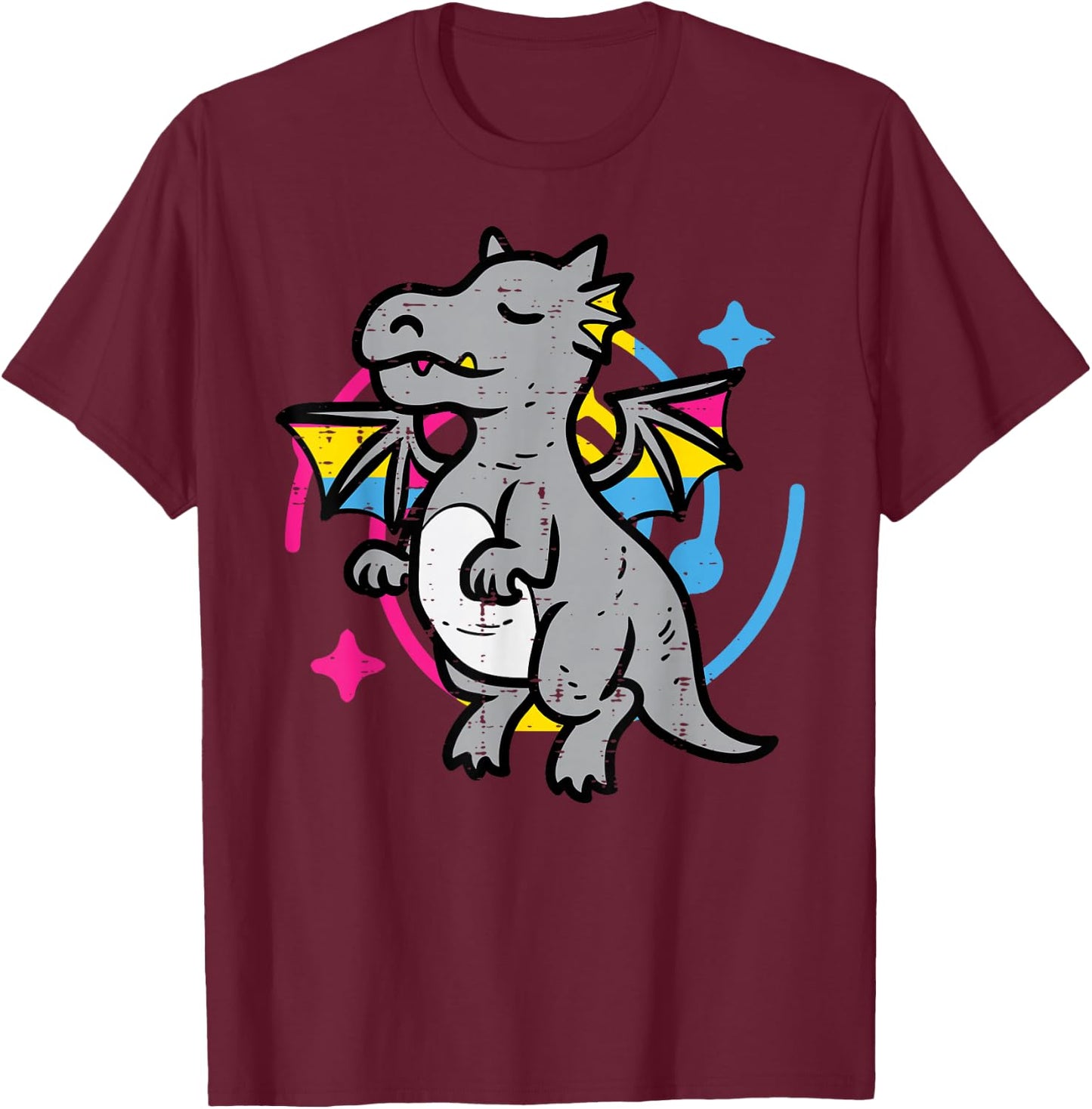 Pansexual Dragon Cute Pan Pride Flag Lgbtq Men Women Kids T-Shirt - T-Shirt | Maroon