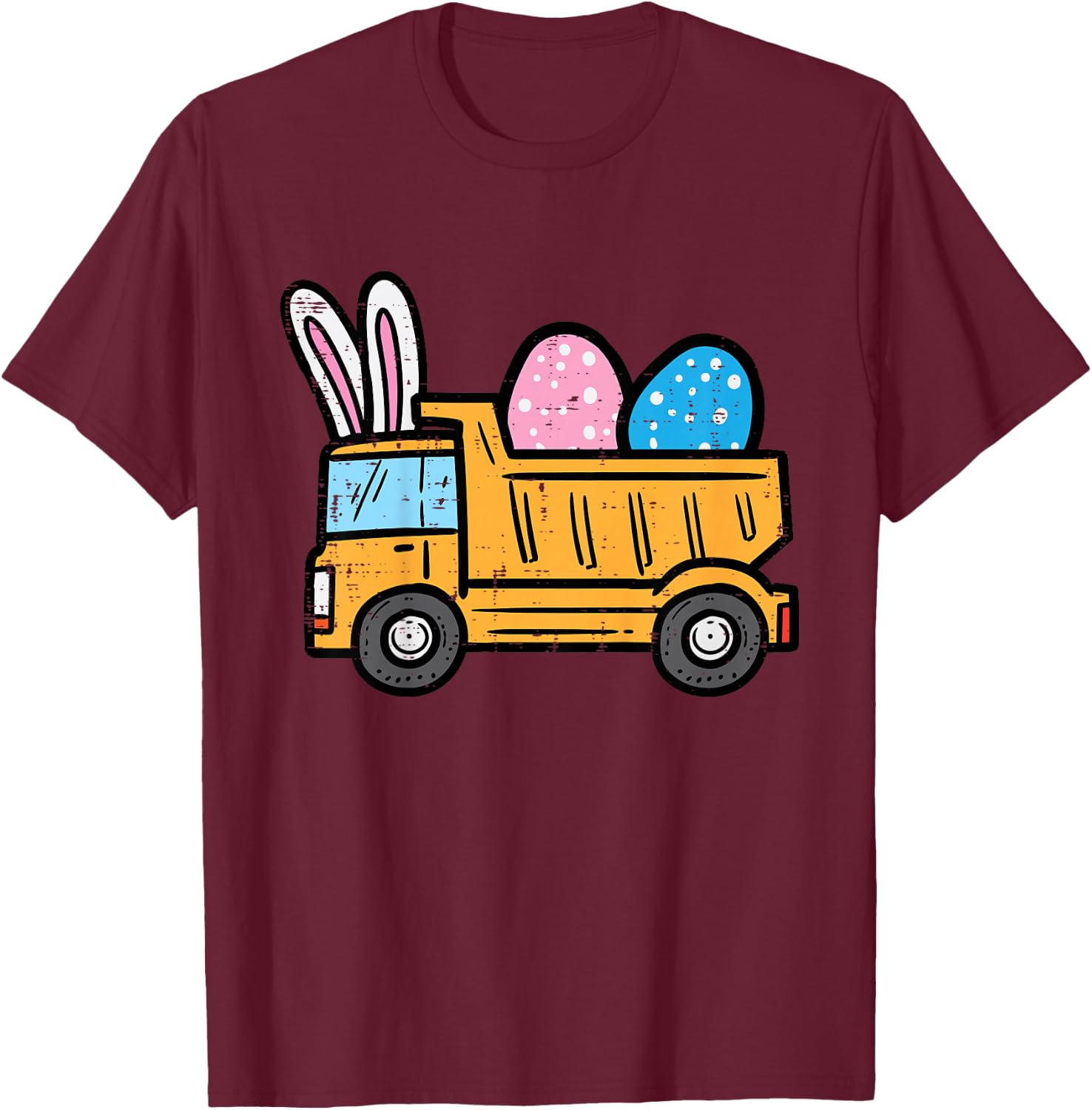 Kids Easter Dump Truck Eggs Construction Boys Kids Toddler Youth T-Shirt - T-Shirt | Maroon