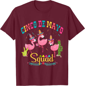 Cinco de Mayo Squad Flamingo Mamacita squad T-Shirt - T-Shirt | Maroon
