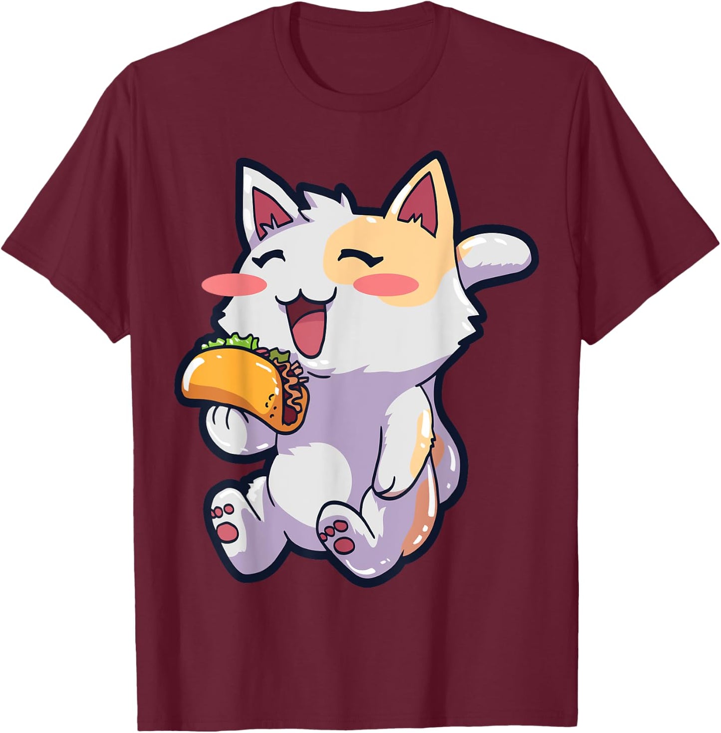 Anime Cat Taco Kawaii Neko T-Shirt - T-Shirt | Maroon