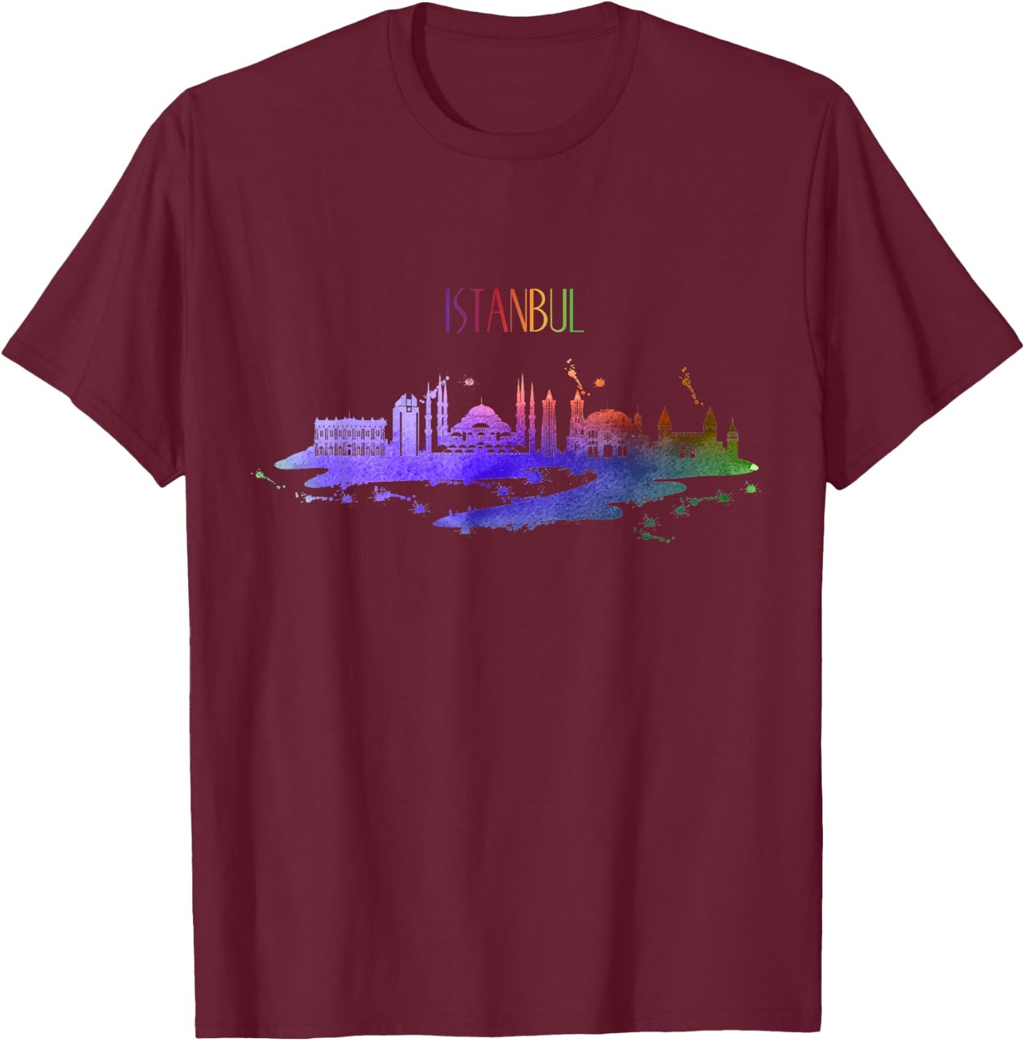 Turkish Souvenir Turkey with Istanbul Skyline T-Shirt - T-Shirt | Maroon