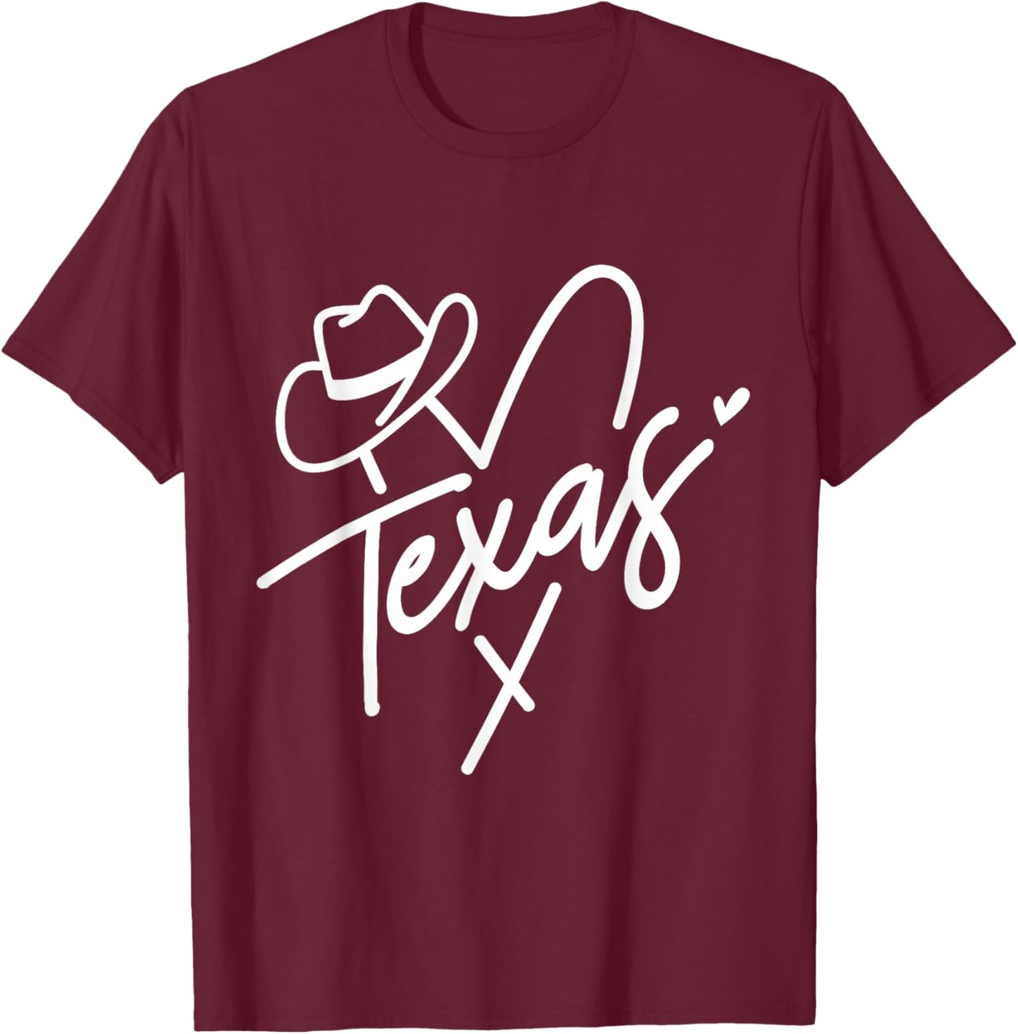 Texas Heart Hat State Pride Design T-Shirt - T-Shirt | Maroon