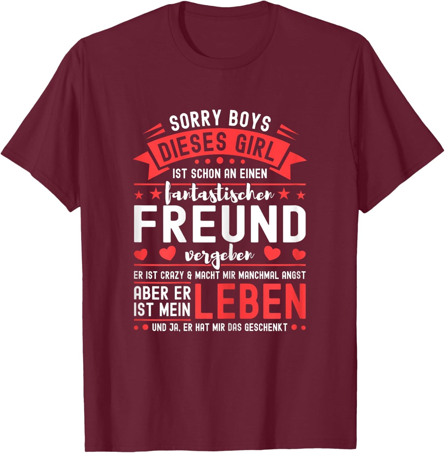 Women's Sorry Boys Dieses Girl ist vergeben - Couple - Girlfriend , black, s T-Shirt - T-Shirt | Maroon