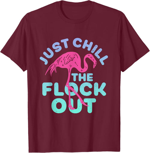 Funny Flamingo Just Chill The Flock Out Vintage Retro Bird