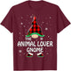 Animal Lover Gnome Buffalo Plaid Matching Family Christmas T-Shirt - T-Shirt | Maroon
