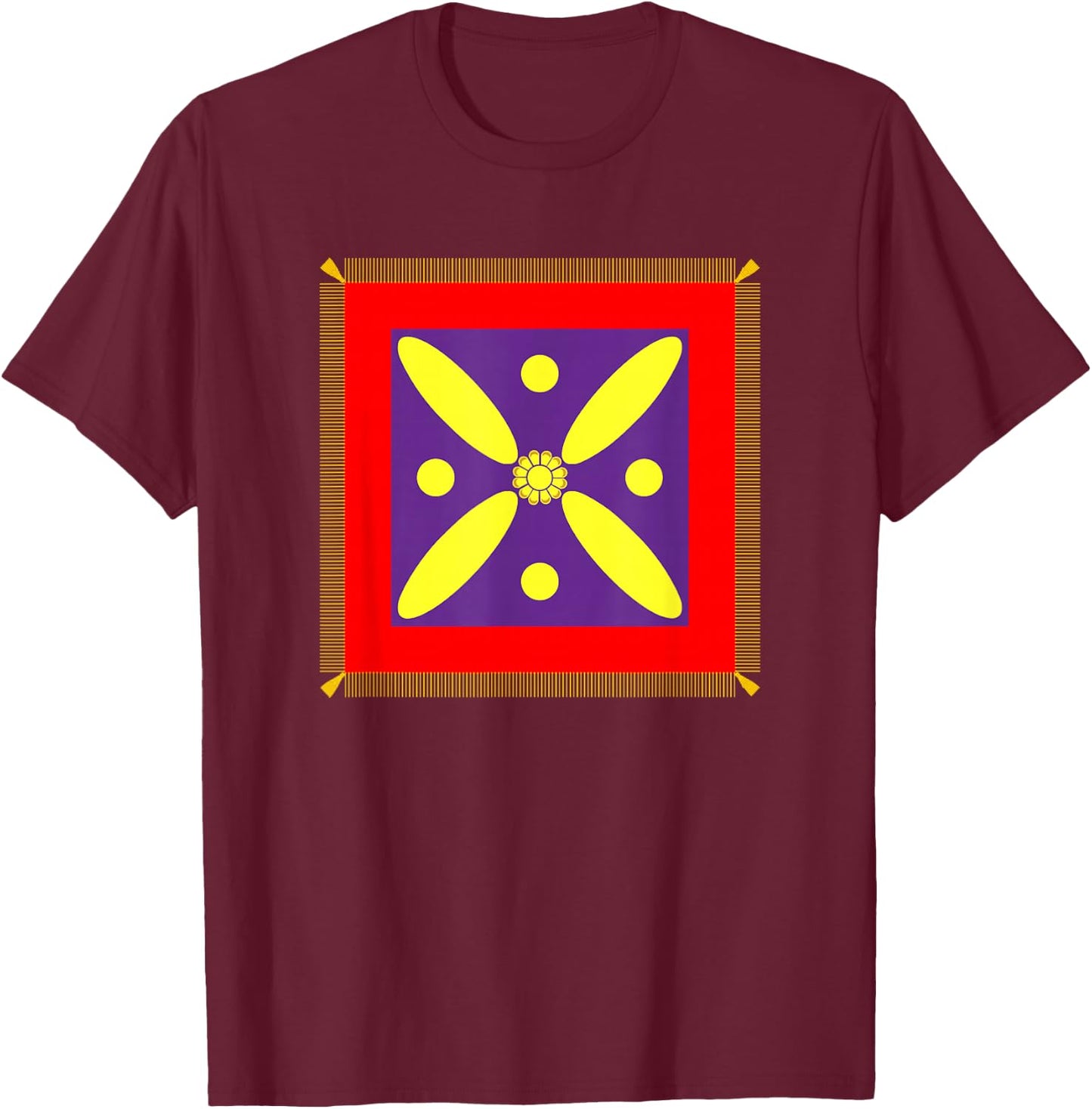 Derafsh Kaviani Lotus Flower Iranian History Flag Badge , black T-Shirt - T-Shirt | Maroon