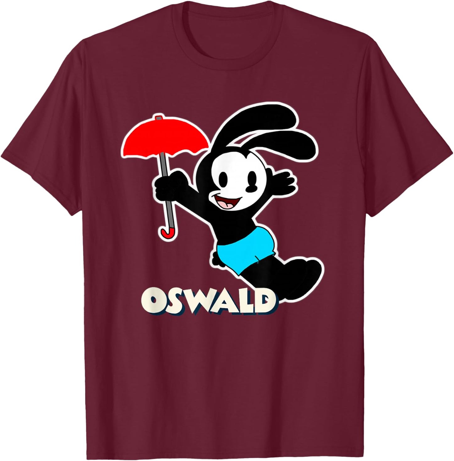 Oswald Rabbit Umbrella Flying Vintage Cartoon 1927 T-Shirt - T-Shirt | Maroon