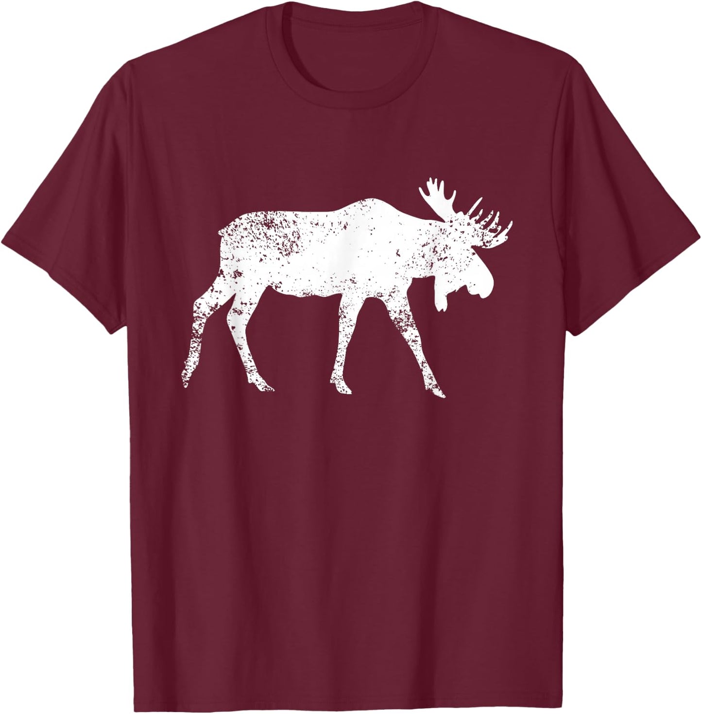 Distressed Moose Print - Vintage Moose T-Shirt - T-Shirt | Maroon